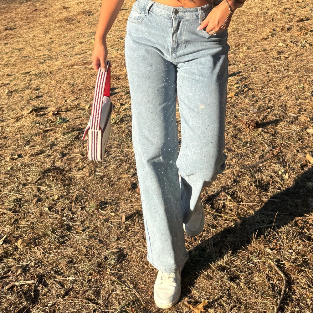 Women's Blue Jeans with White Speckles